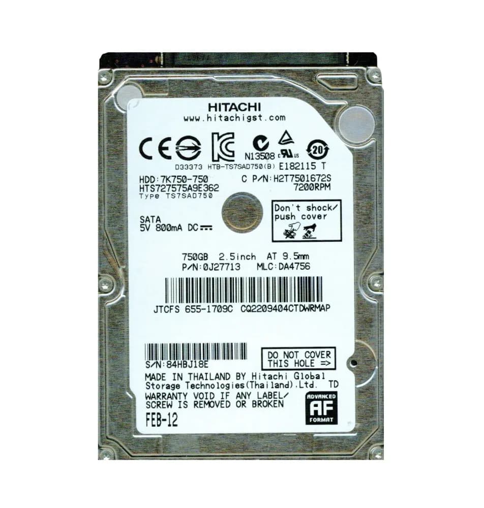 0J27713 - HGST 750GB 7200RPM SATA 3Gb/s 2.5-in Hard Drive