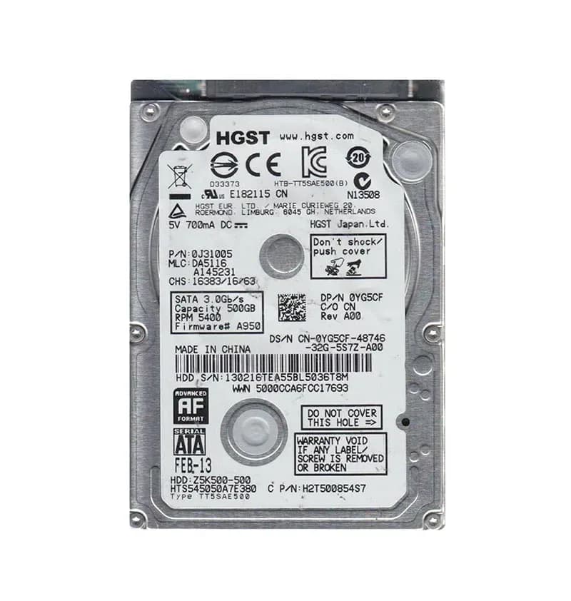 0J31005 - HGST 500GB 5400RPM SATA 3Gb/s 2.5-in Hard Drive