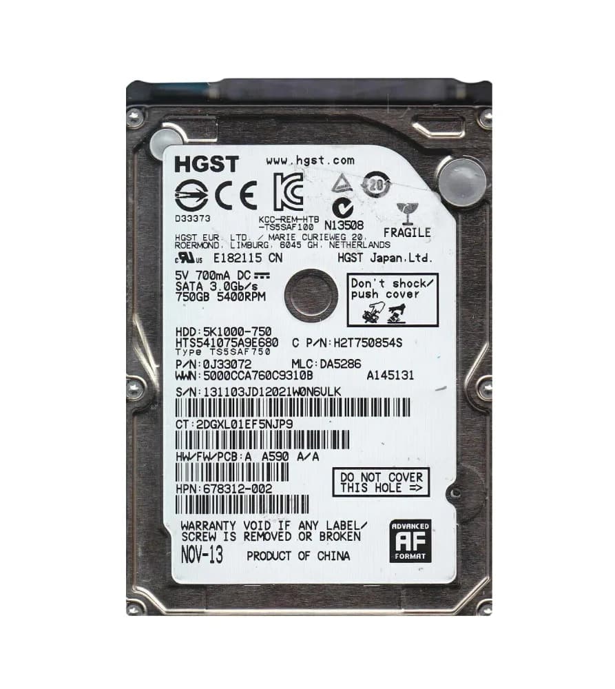 0J33072 - HGST 750GB 5400RPM SATA 6Gb/s 2.5-in Hard Drive