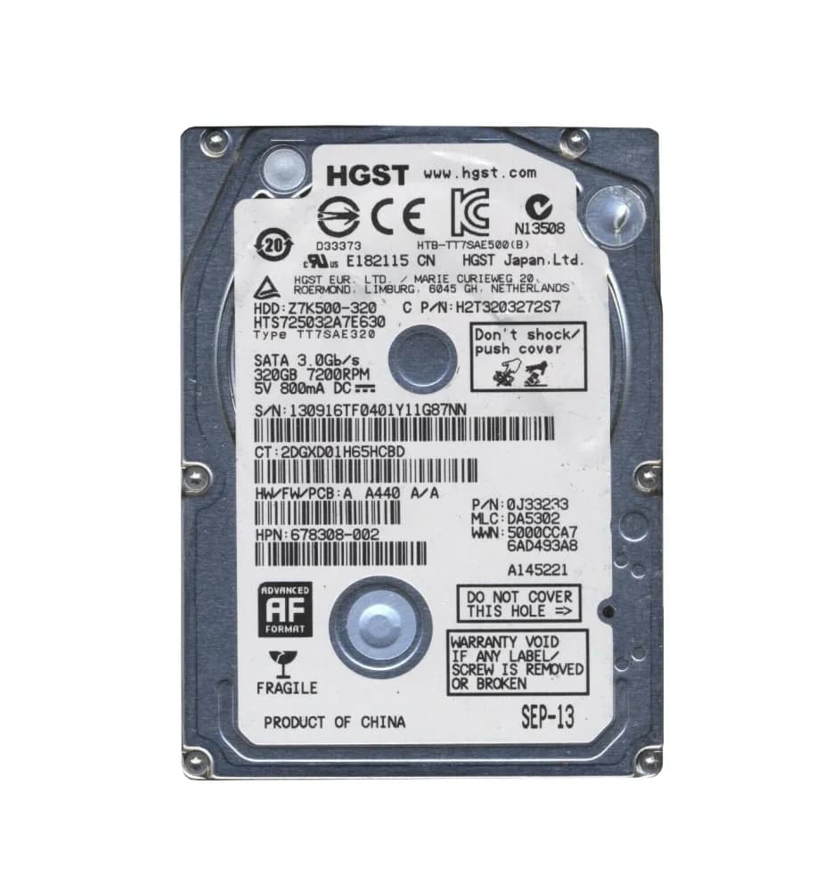 0J33233 - HGST 320GB 7200RPM SATA 6Gb/s 2.5-in Hard Drive