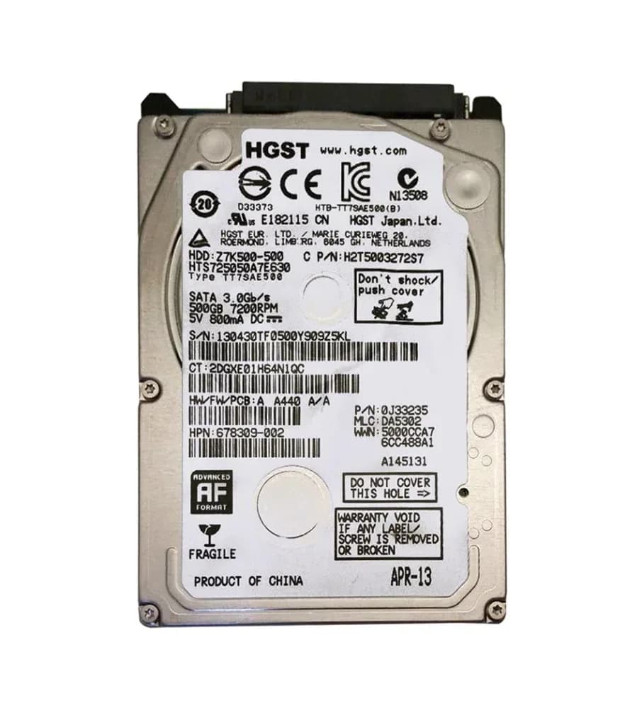 0J33235 - HGST 500GB 7200RPM SATA 6Gb/s 2.5-in Hard Drive