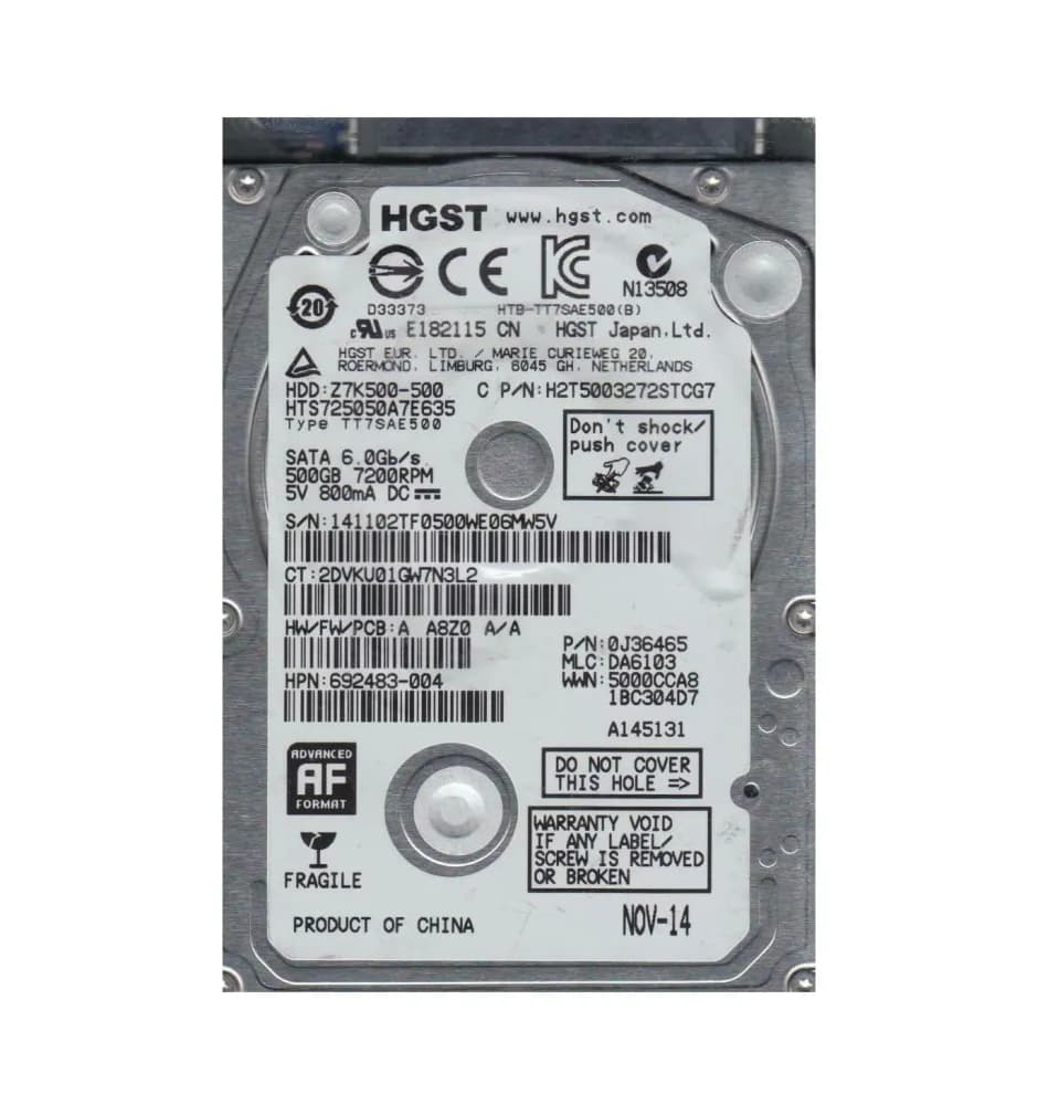 0J36465 - HGST 500GB 7200RPM SATA 6Gb/s 2.5-in Hard Drive