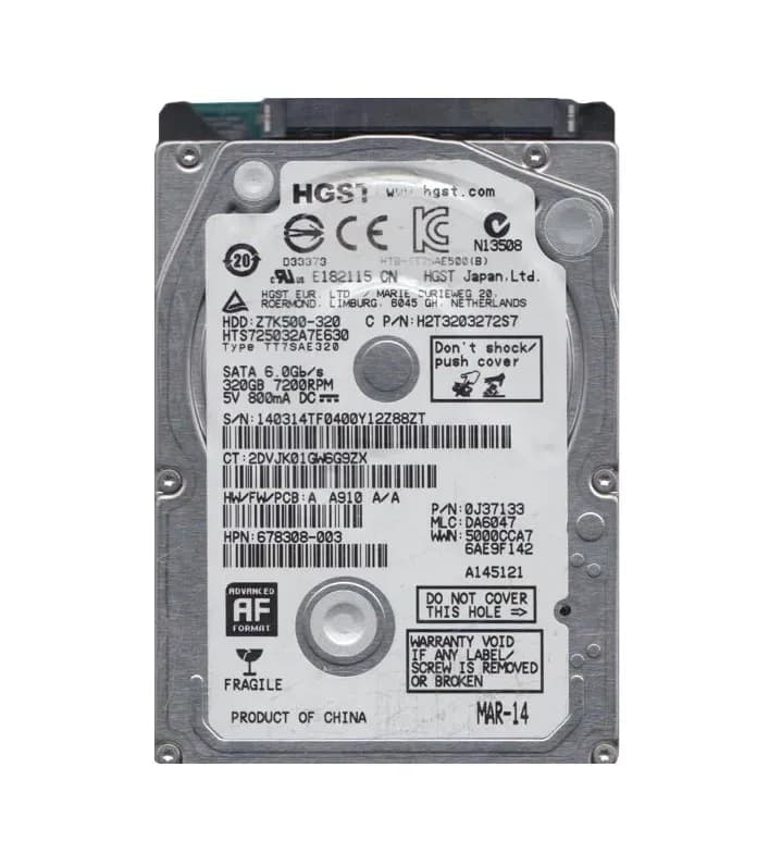 0J37133 - HGST 320GB 7200RPM SATA 6Gb/s 2.5-in Hard Drive