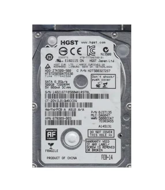 0J37135 - HGST 500GB 7200RPM SATA 6Gb/s 2.5-in Hard Drive