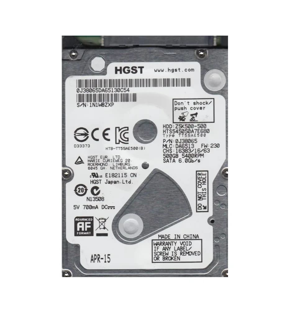 0J38065 - HGST 500GB 5400RPM SATA 6Gb/s 2.5-in Hard Drive
