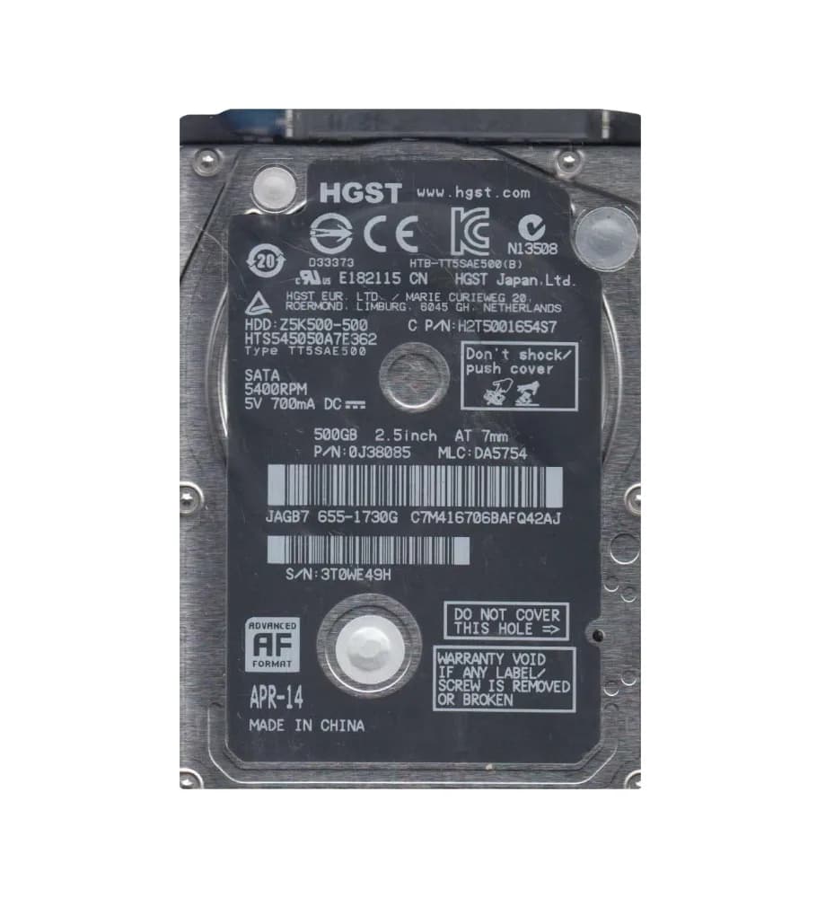 0J38085 - HGST 500GB 5400RPM SATA 3Gb/s 2.5-in Hard Drive