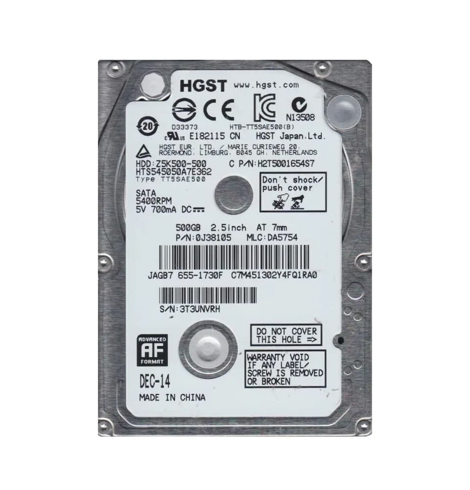 0J38105 - HGST 500GB 5400RPM SATA 3Gb/s 2.5-in Hard Drive