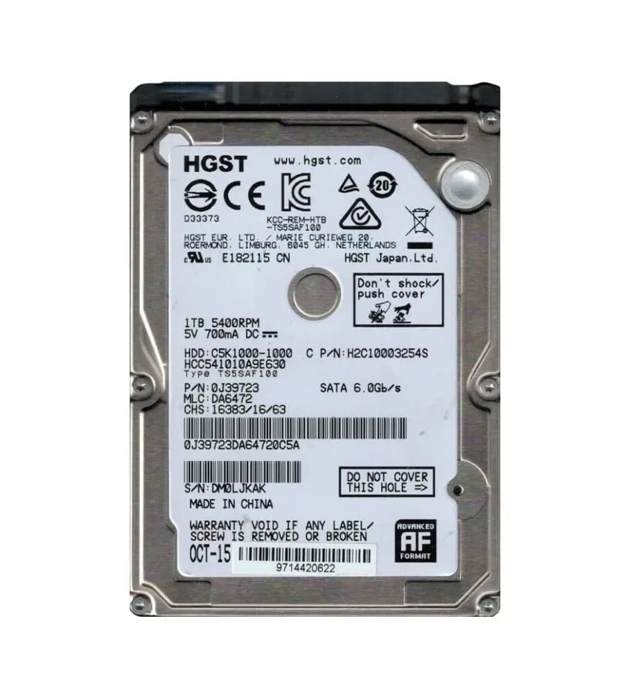 0J39723 - HGST 1TB 5400RPM SATA 6Gb/s 2.5-in Hard Drive