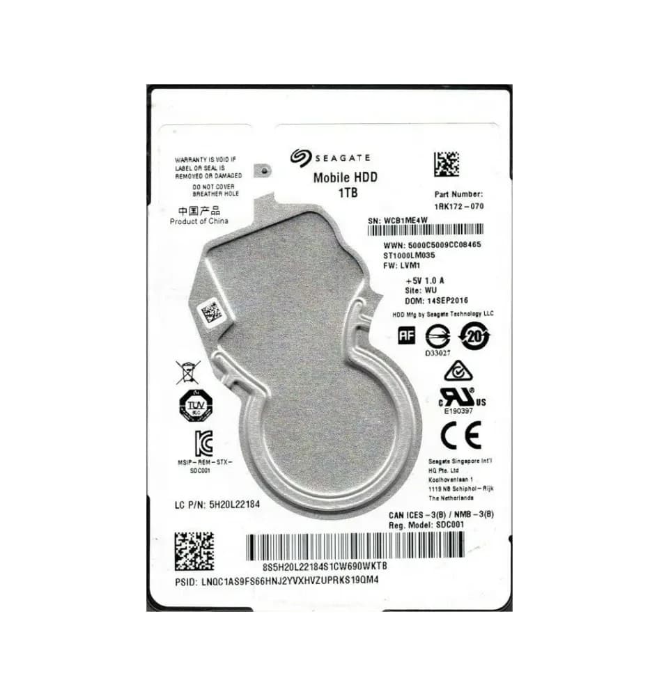 1RK172-070 - Seagate 1TB 5400RPM SATA 6Gb/s 2.5-in Hard Drive