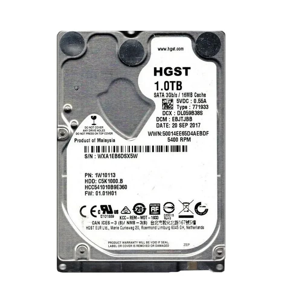 1W10113 - HGST 1TB 5400RPM SATA 3Gb/s 2.5-in Hard Drive