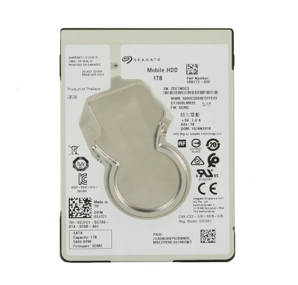2J7C1 - Dell 1TB 5400RPM SATA 6Gb/s 2.5-in Hard Drive