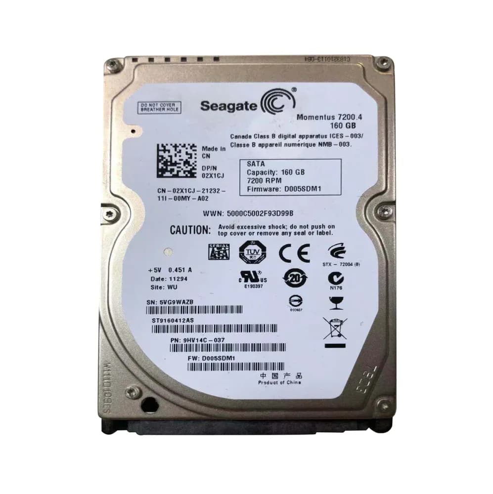 2X1CJ - Dell 160GB 7200RPM SATA 3Gb/s 2.5-in Hard Drive