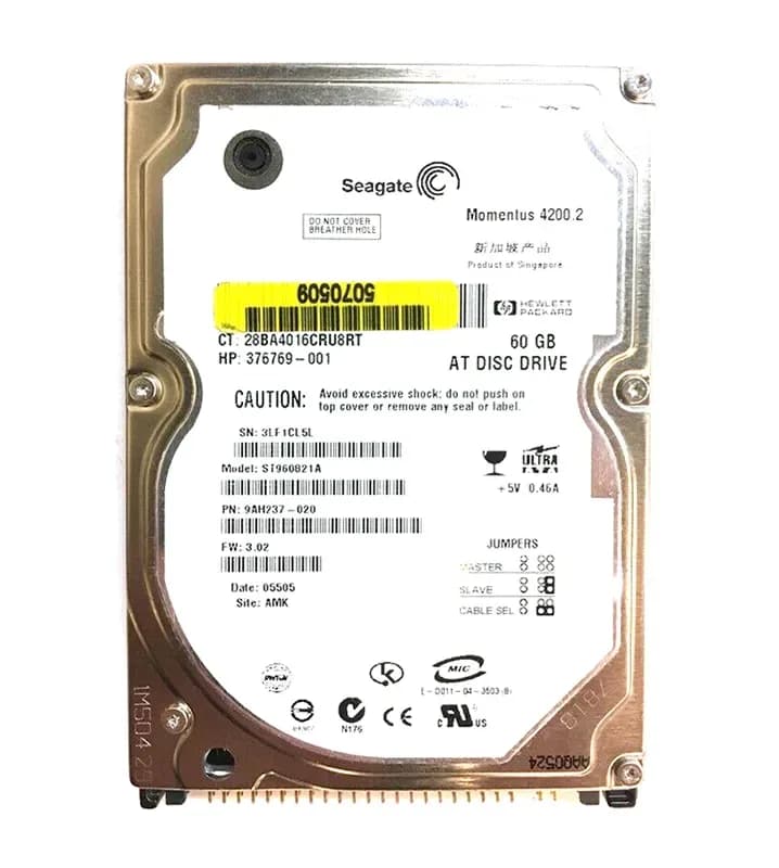 376769-001 - HP 60GB 4200RPM IDE Ultra ATA/100 (ATA-6) 2.5" Hard Drive