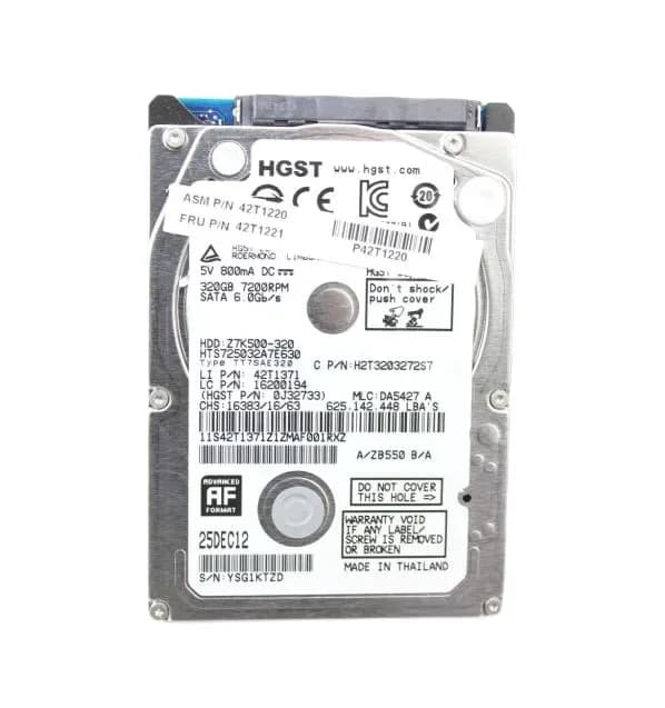 42T1221 - Lenovo 320GB 7200RPM SATA 6Gb/s 2.5-in Hard Drive