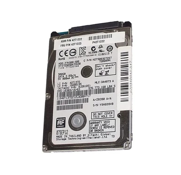 42T1372 - Lenovo 500GB 7200RPM SATA 3Gb/s 2.5-in Hard Drive