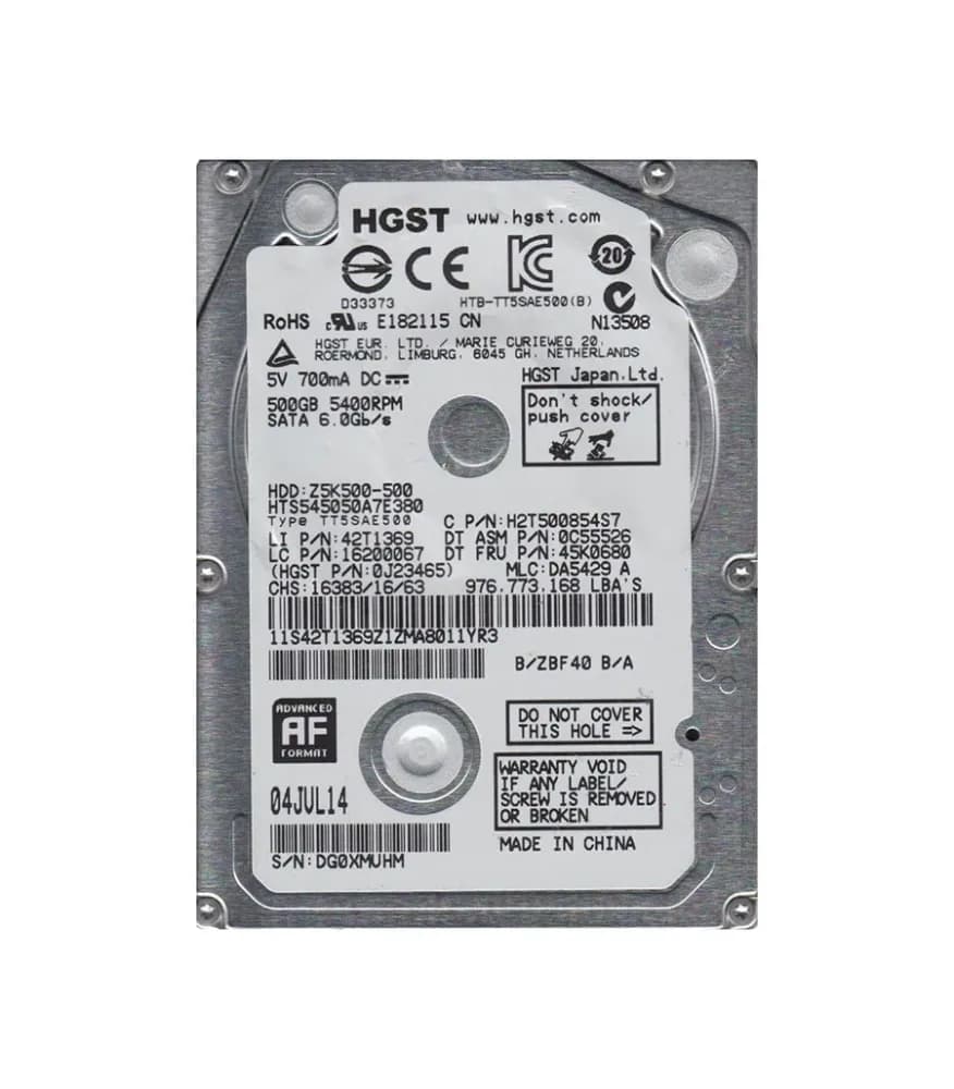 45K0680 - Lenovo 500GB 5400RPM SATA 6Gb/s 2.5-in Hard Drive