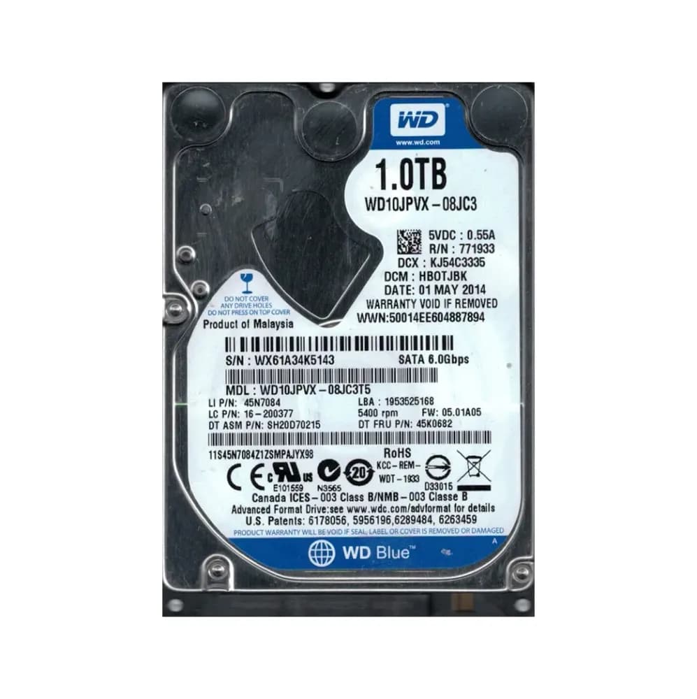 45K0682 - Lenovo 1TB 5400RPM SATA 6Gb/s 2.5-in Hard Drive