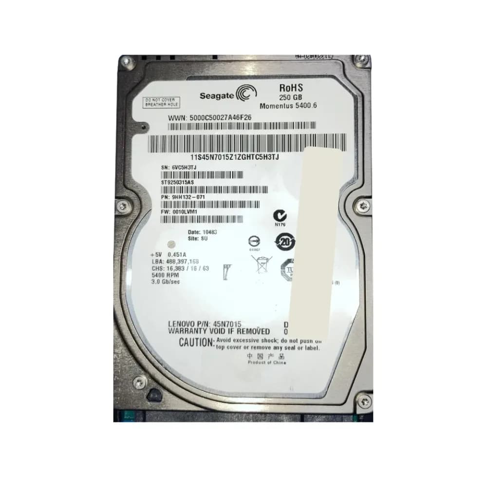 45N7015 - IBM 250GB 5400RPM SATA 3Gb/s 2.5-in Hard Drive