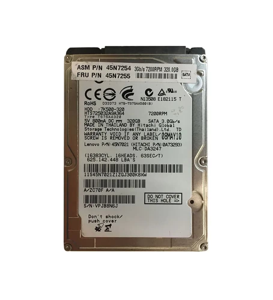 45N7021 - Lenovo 320GB 7200RPM SATA 3Gb/s 2.5-in Hard Drive