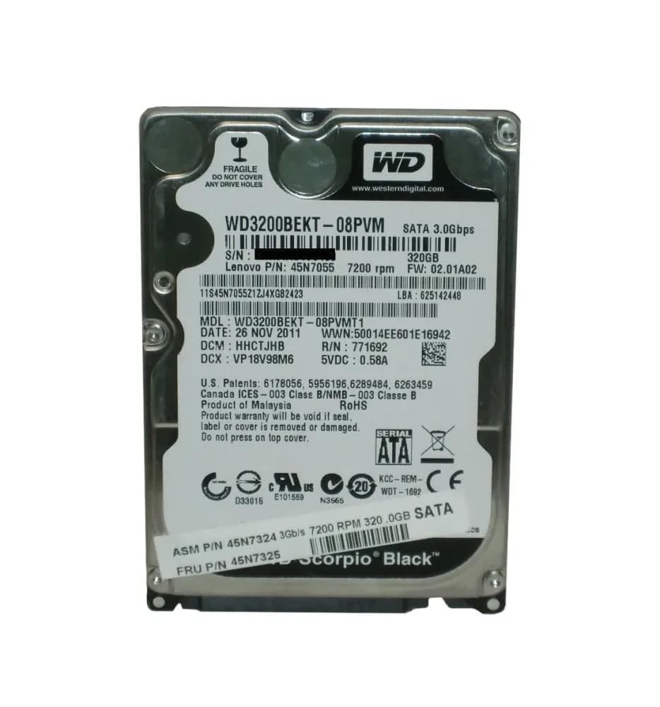45N7324 - Lenovo 320GB 7200RPM SATA 3Gb/s 2.5-in Hard Drive