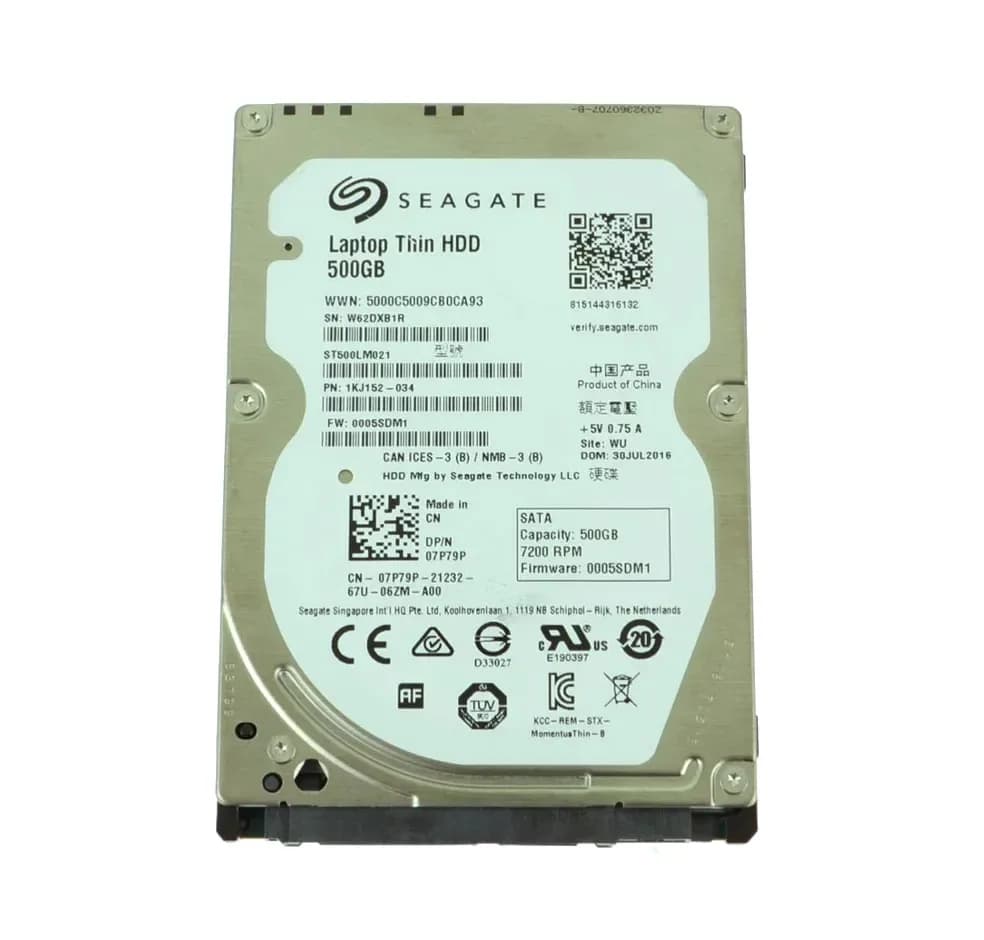 7P79P - Dell 500GB 7200RPM SATA 6Gb/s 2.5-in Hard Drive
