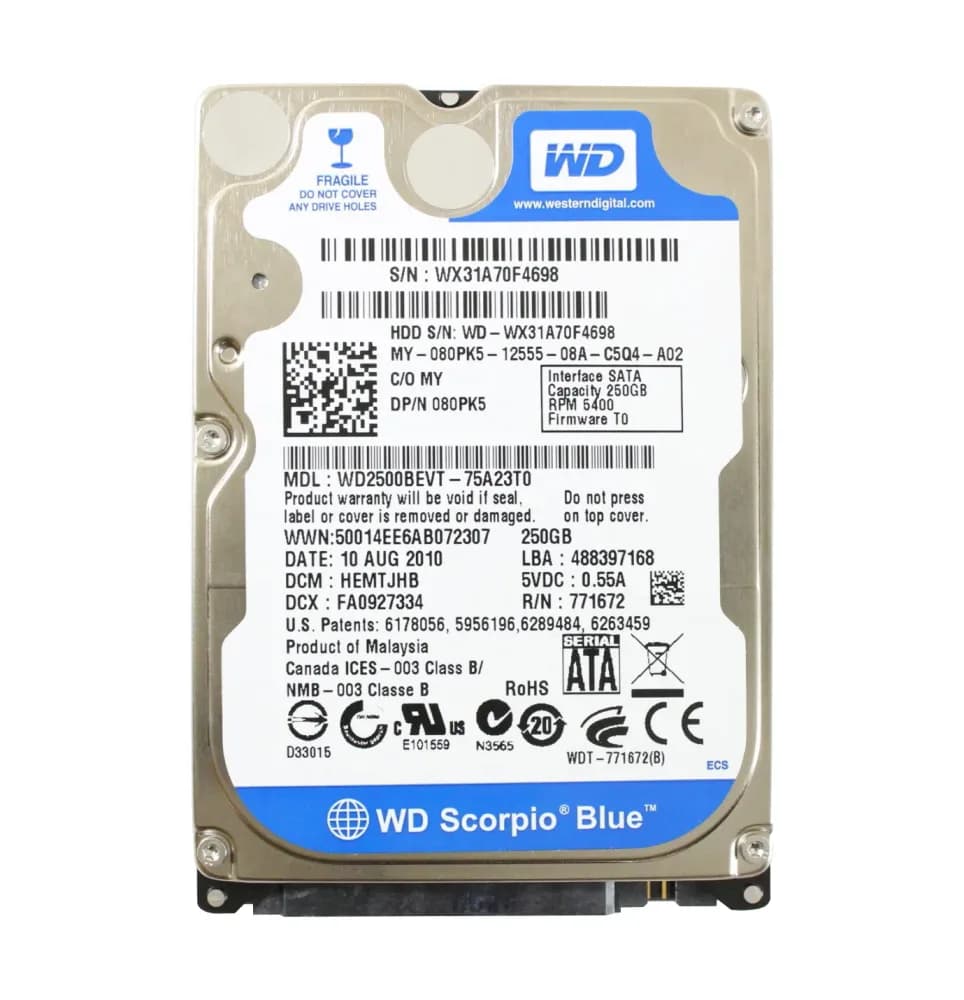 80PK5 - Dell 250GB 5400RPM SATA 3Gb/s 2.5-in Hard Drive