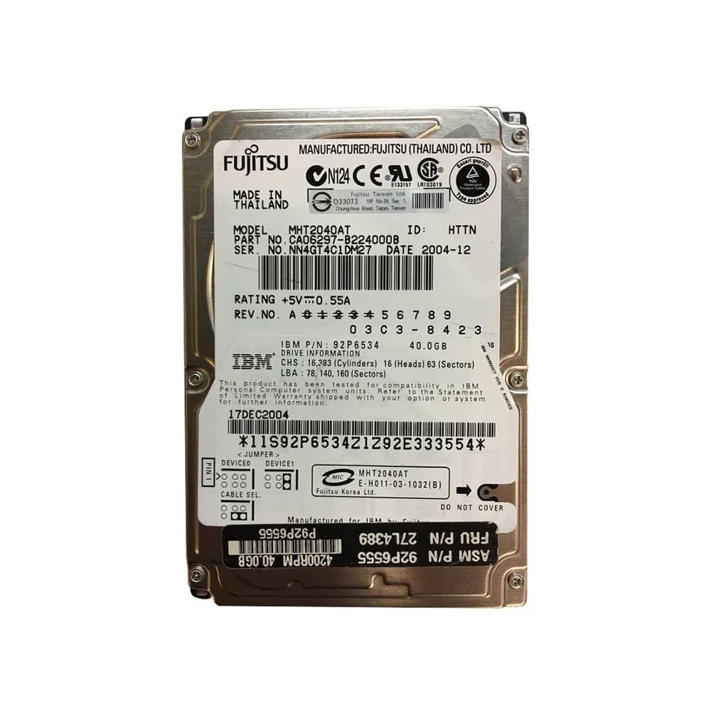 92P6534 - IBM 40GB 4200RPM IDE Ultra ATA/100 (ATA-6) 2MB 2.5" HDD
