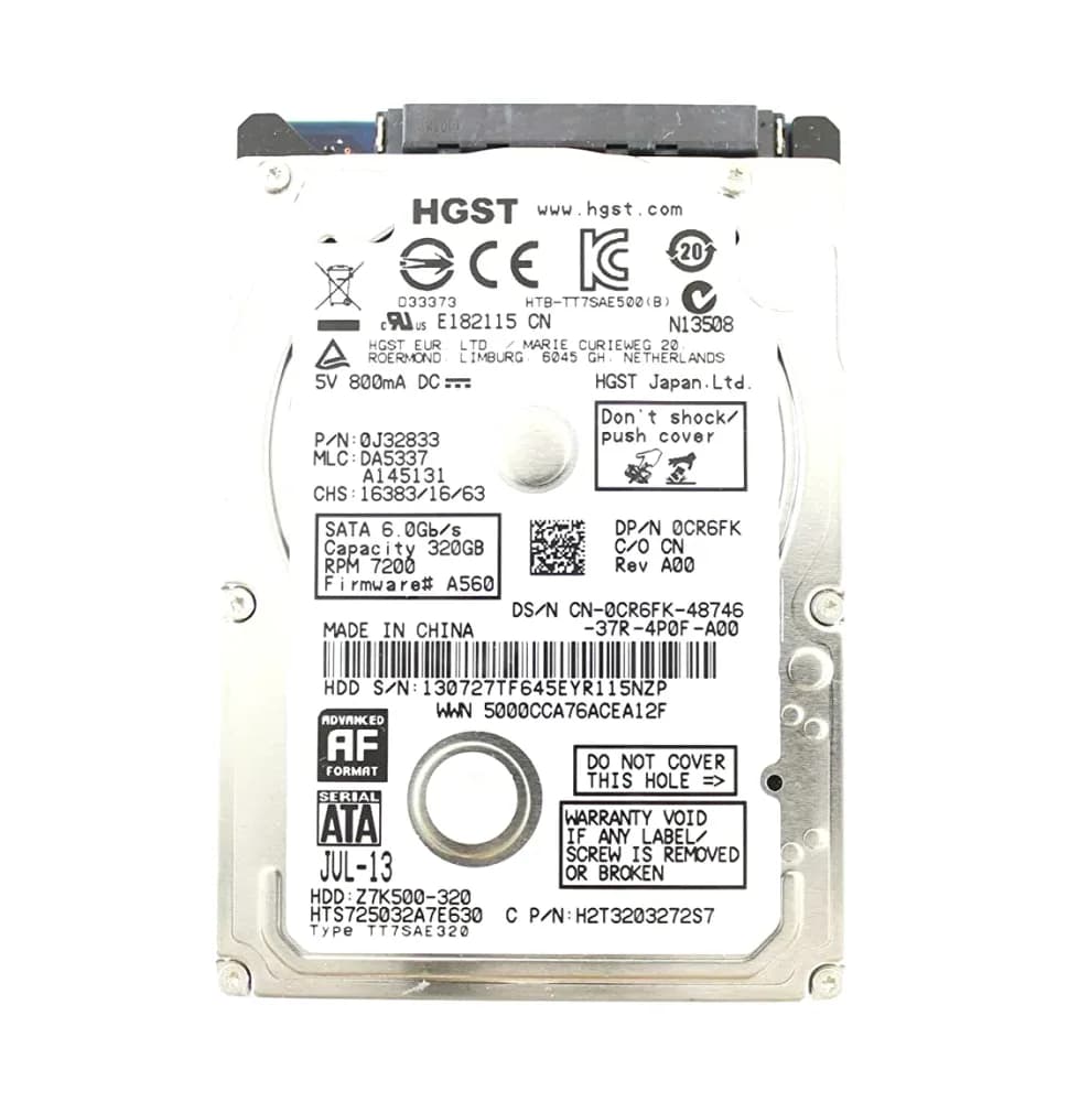 CR6FK - Dell 320GB 7200RPM SATA 6Gb/s 2.5-in Hard Drive