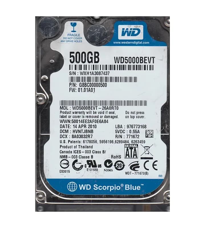 G8BC00000500 - WD 500GB 5400RPM SATA 3Gb/s 2.5-in HDD