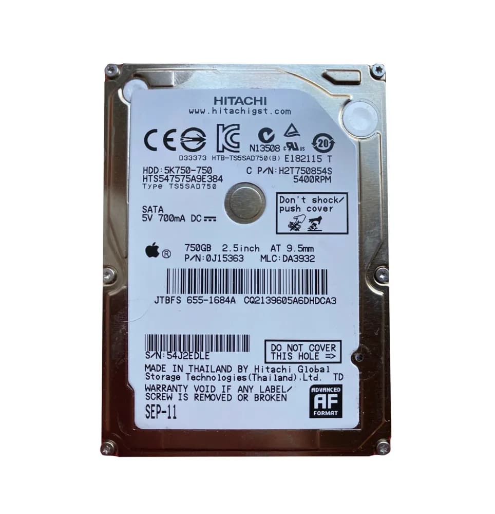H2T750854S - Hitachi 750GB 5400RPM SATA 3Gb/s 2.5-in Hard Drive