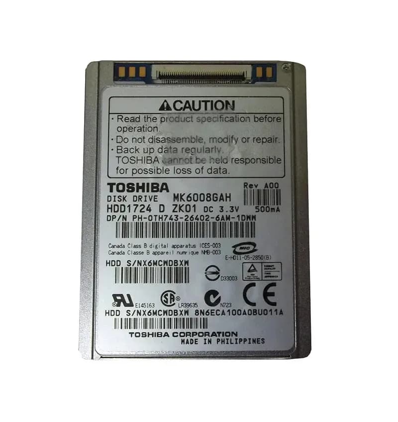 HDD1724 - Toshiba 60GB 4200RPM Ultra ATA/100 2MB 1.8-Inch HDD