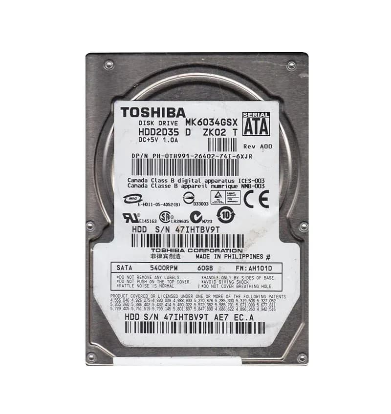 HDD2D35 - Toshiba 60GB 5400RPM SATA 1.5Gb/s 2.5-in Hard Drive
