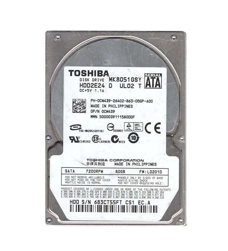 HDD2E24 - Toshiba 80GB 7200RPM SATA 3Gbps 2.5-in Hard Drive