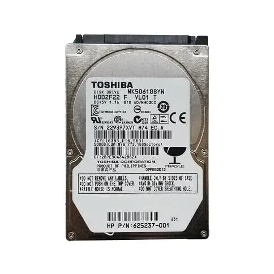 HDD2F22 - Toshiba 500GB 7200RPM SATA 3Gb/s 2.5-in Hard Drive