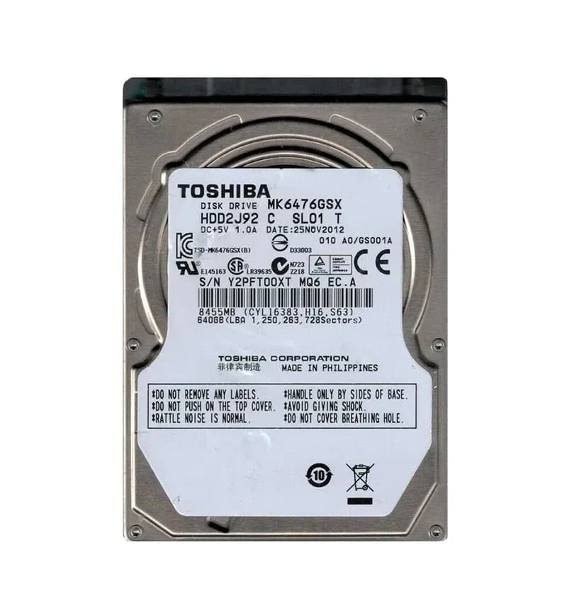 HDD2J92 - Toshiba 640GB 5400RPM SATA 3Gb/s 2.5-in Hard Drive