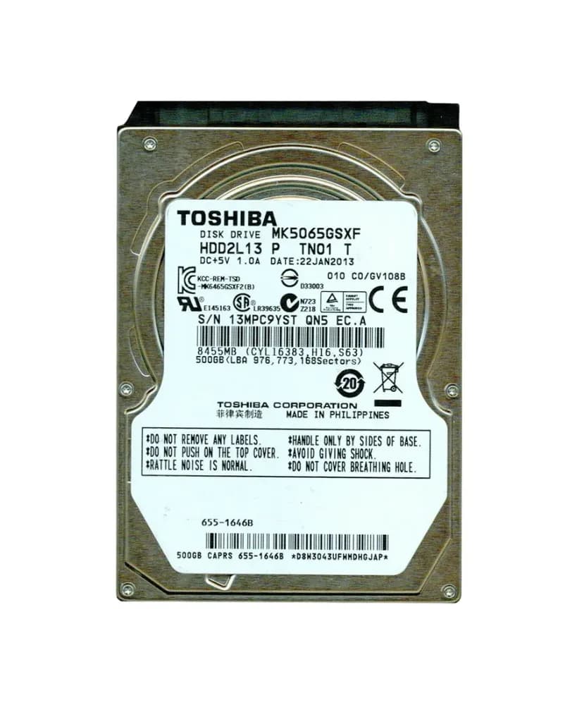 HDD2L13 - Toshiba 500GB 5400RPM SATA 3Gb/s 2.5-in Hard Drive