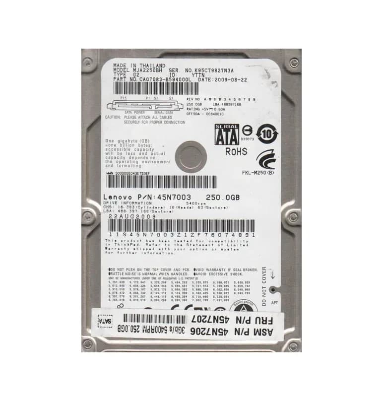 MJA2250BH - Fujitsu 250GB 5400RPM SATA 3Gb/s 2.5-in Hard Drive