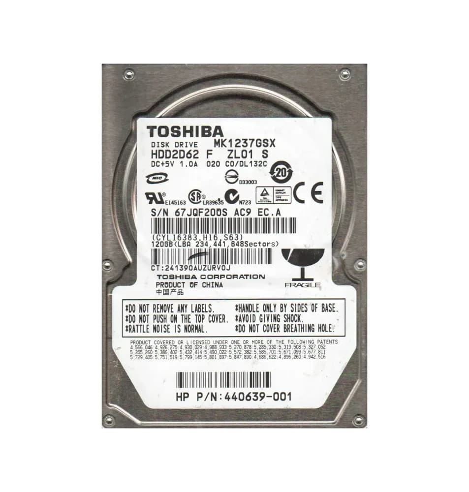 MK1237GSX - Toshiba 120GB 5400RPM SATA 3Gb/s 8MB Cache 2.5" Hard Drive
