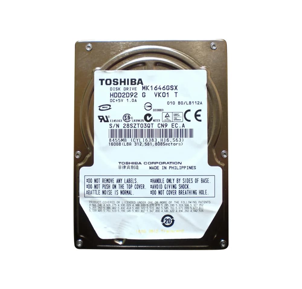 MK1646GSX - Toshiba 160GB 5400RPM SATA 3Gb/s 8MB Cache 2.5" Hard Drive