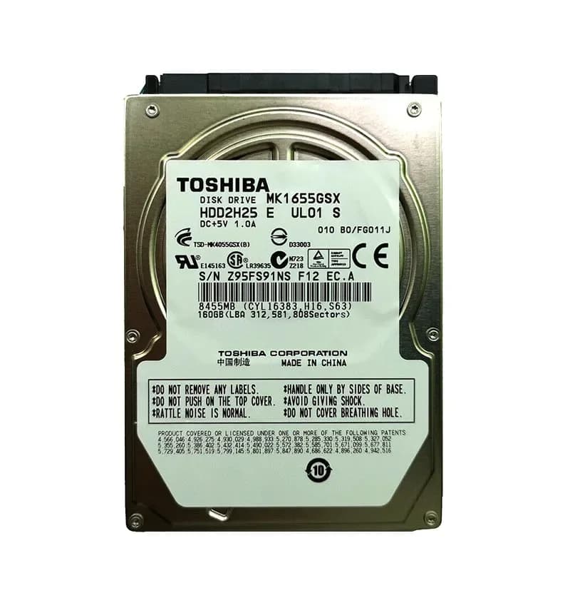 MK1655GSX - Toshiba 160GB 5400RPM SATA 3Gb/s 8MB Cache 2.5" Hard Drive