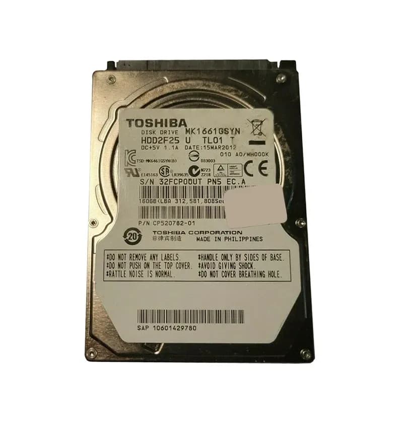 MK1661GSYN - Toshiba 160GB 7200RPM SATA 3Gb/s 2.5-in Hard Drive