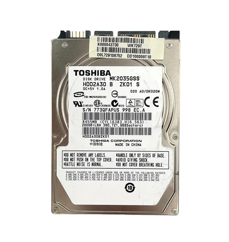 MK2035GSS - Toshiba 200GB 4200RPM SATA 1.5Gb/s 2.5" Hard Drive