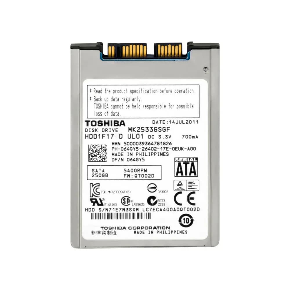 MK2533GSGF - Toshiba 250GB 5400RPM SATA 3Gb/s 1.8-in Hard Drive