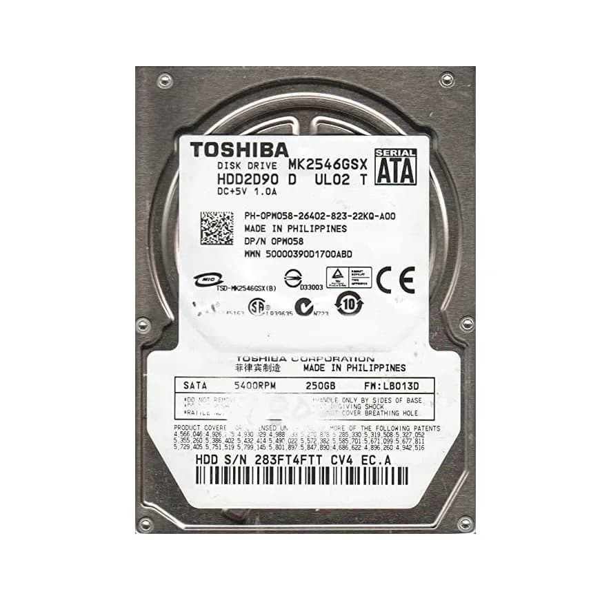 MK2546GSX - Toshiba 250GB 5400RPM SATA 3Gb/s 2.5-in Hard Drive