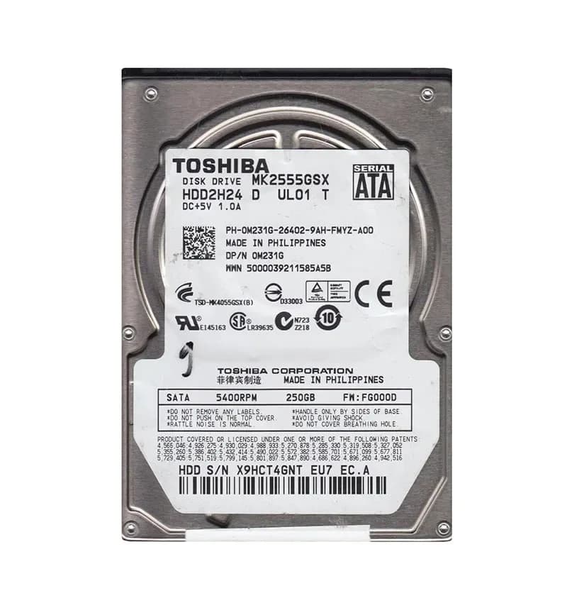 MK2555GSX - Toshiba 250GB 5400RPM SATA 3Gb/s 2.5-in Hard Drive