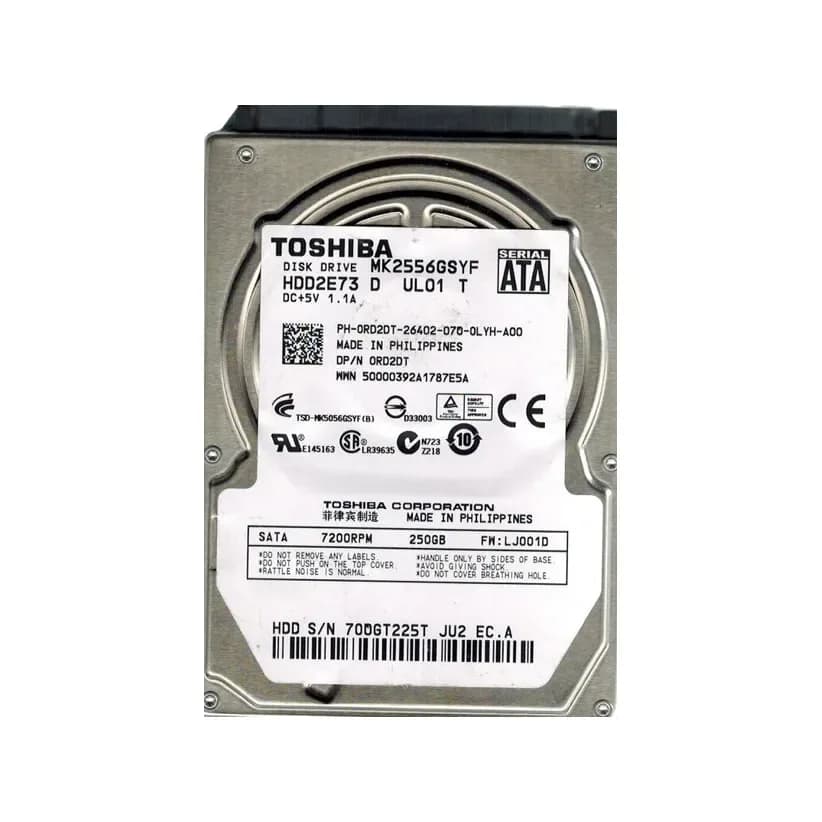 MK2556GSYF - Toshiba 250GB 7200RPM SATA 3Gb/s 2.5-in Hard Drive