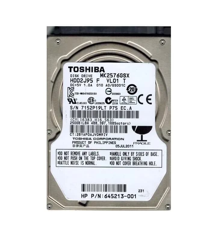 MK2576GSX - Toshiba 250GB 5400RPM SATA 3Gb/s 2.5-in Hard Drive
