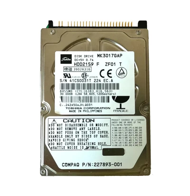 MK3017GAP - Toshiba 30GB 4200RPM IDE/ATA 2MB Cache 2.5-Inch Hard Drive