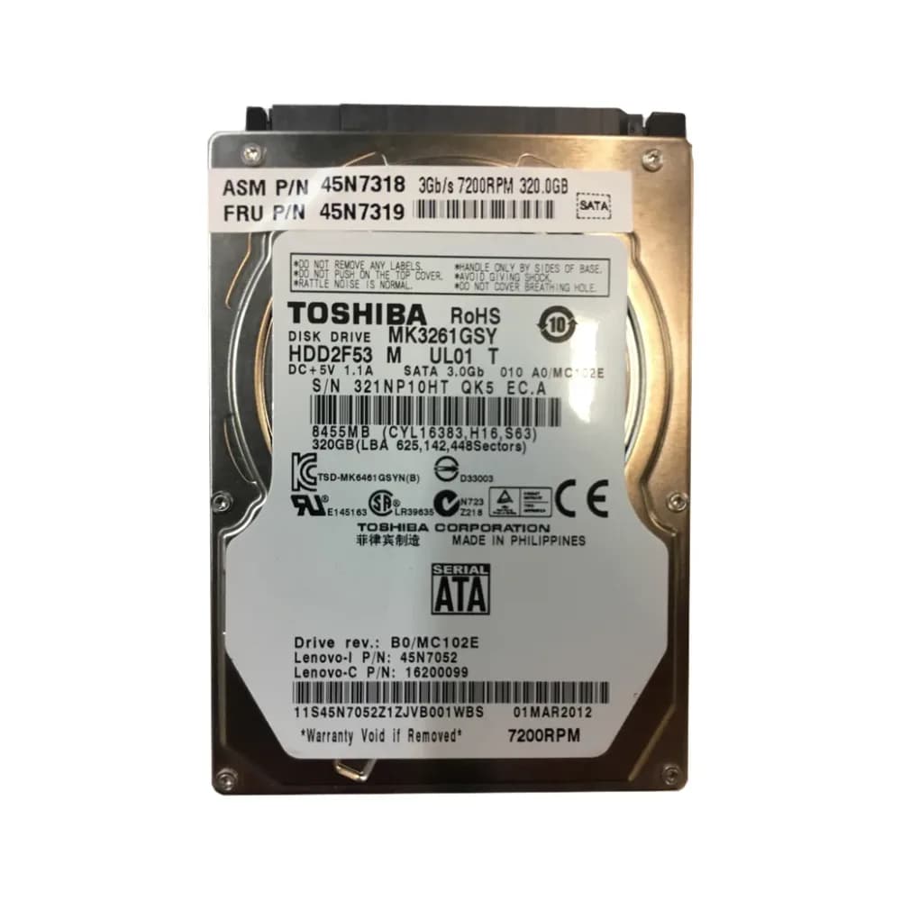 MK3261GSY - Toshiba 320GB 7200RPM SATA 3Gb/s 2.5-in Hard Drive