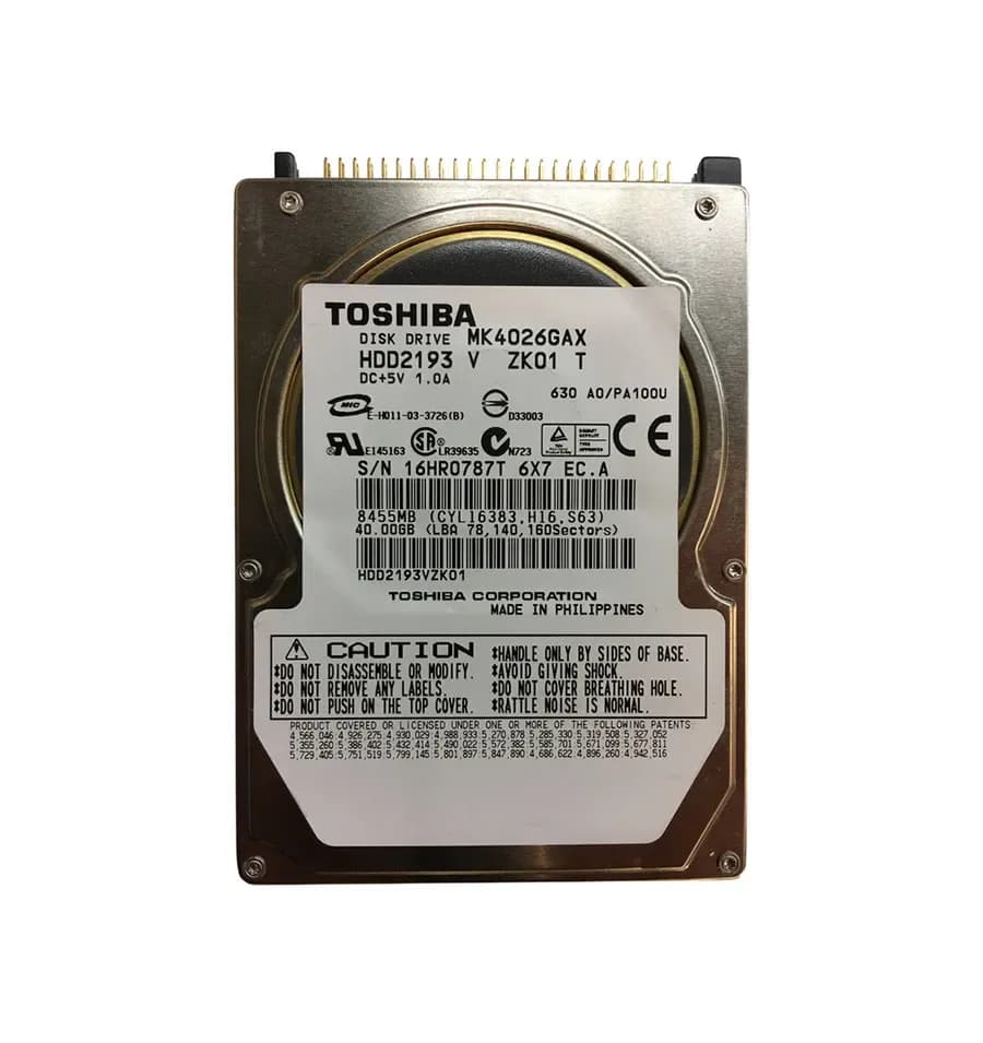 MK4026GAX - Toshiba 40GB 5400RPM ATA/100 2.5-inch Hard Drive